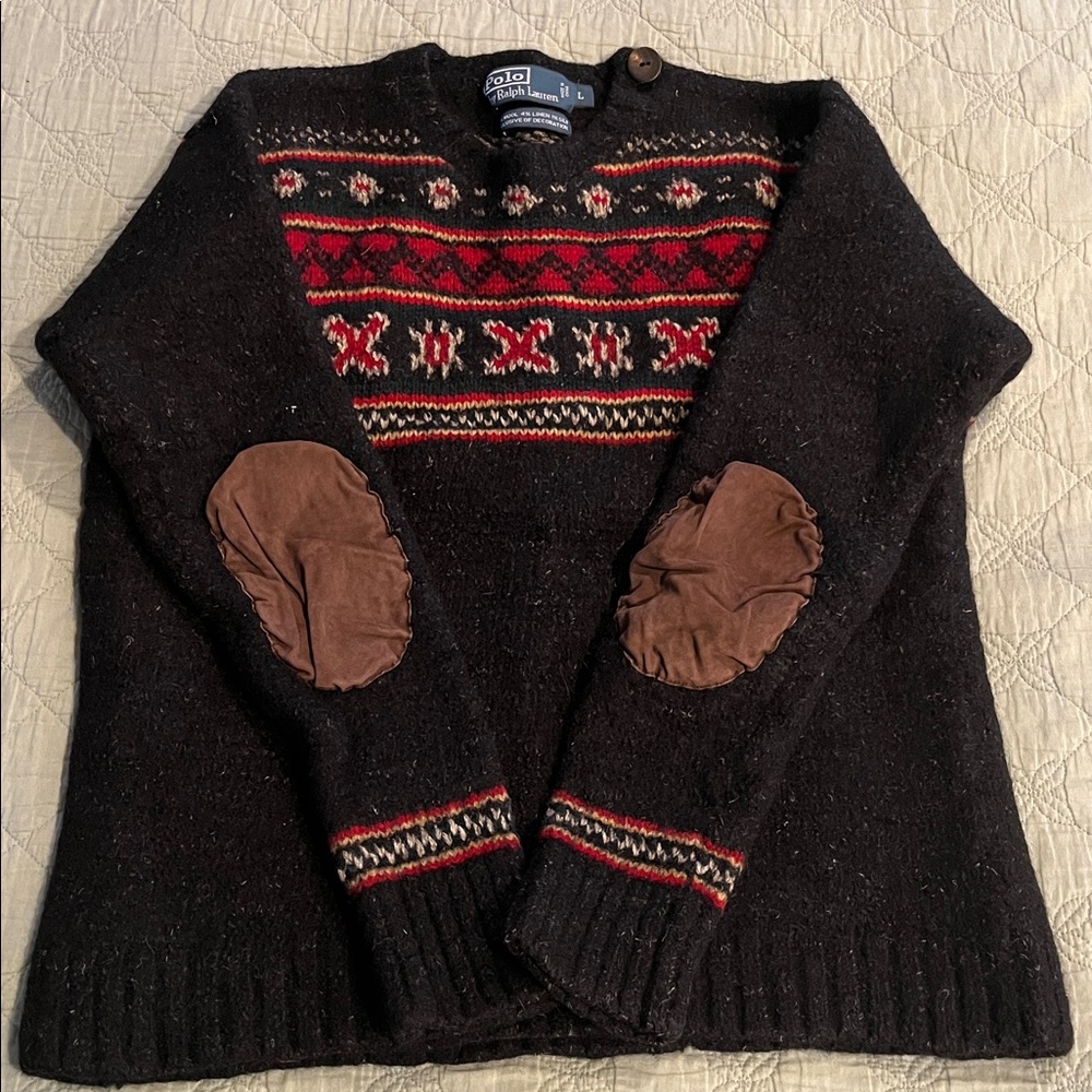 Ralph Lauren Black and Red Wool Sweater - Picture 1 of 14